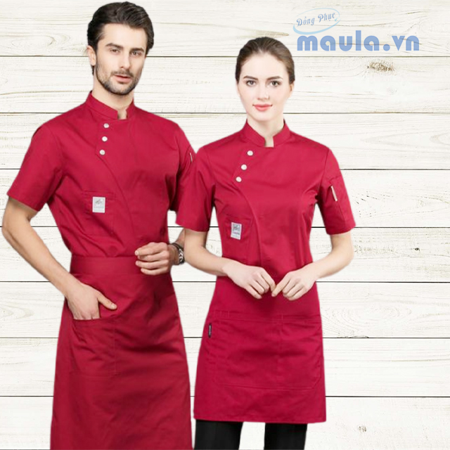 Mẫu áo đồng phục đầu bếp màu đỏ mạnh&nbsp;mẽ